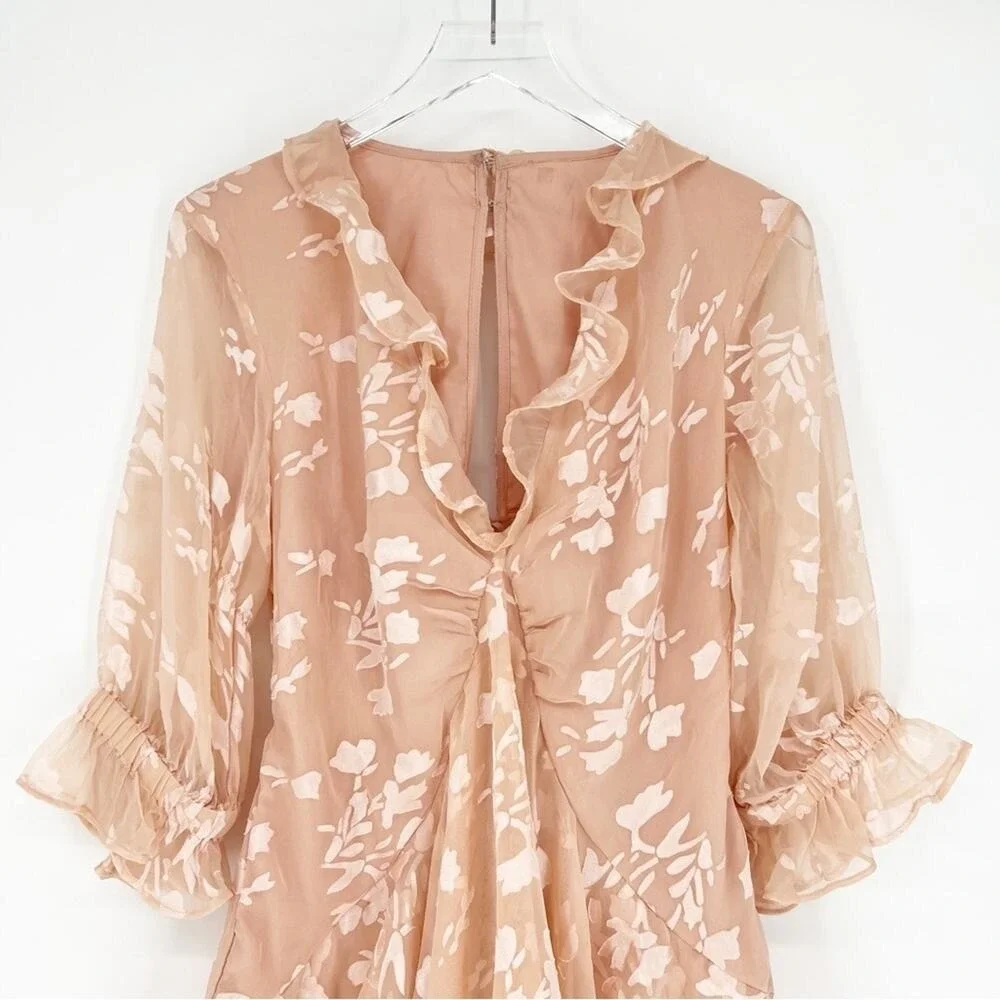 NWT ASOS Women's Ruffle Detail Open Back Balletcore Mini Dress 12P Pink - Picture 4 of 8